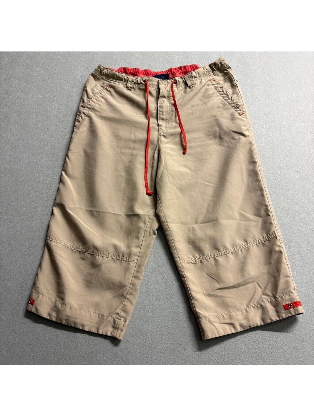 Catalina Mens Small Pueblo Khaki 3/4 Cargo Capri Board Shorts Drawstring